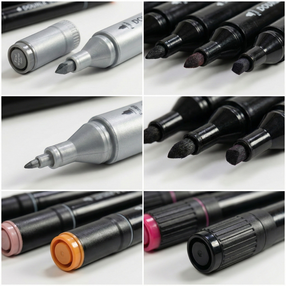 Professional Dual-Tip Art Colour Marker Set, 36 & 48 Colours with Carrying Case (Alcohol-Based)