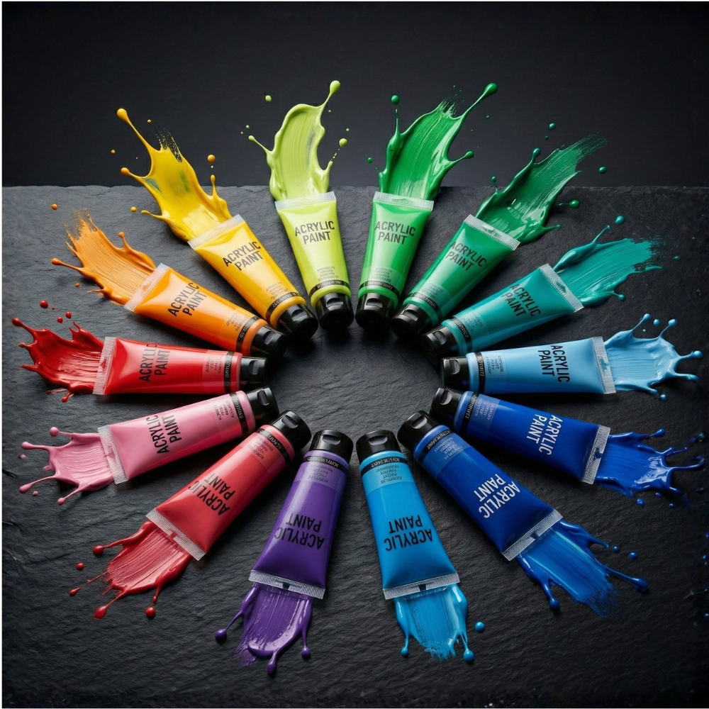 Acrylic Paints 12Pc Set, Professional Grade Vivid Acrylic Paint Tubes for Canvas & Crafts (12 Color Pack)