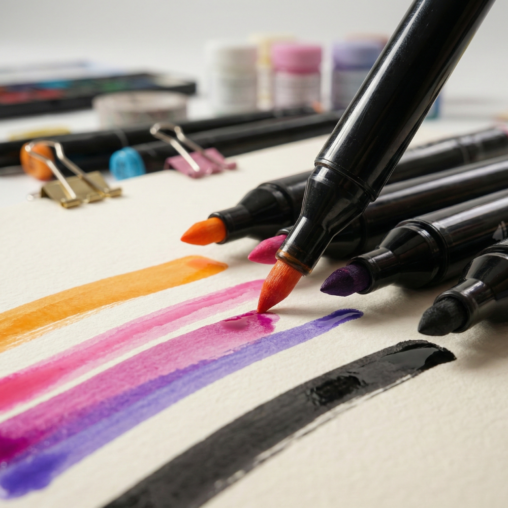 Professional Dual-Tip Art Colour Marker Set, 36 & 48 Colours with Carrying Case (Alcohol-Based)