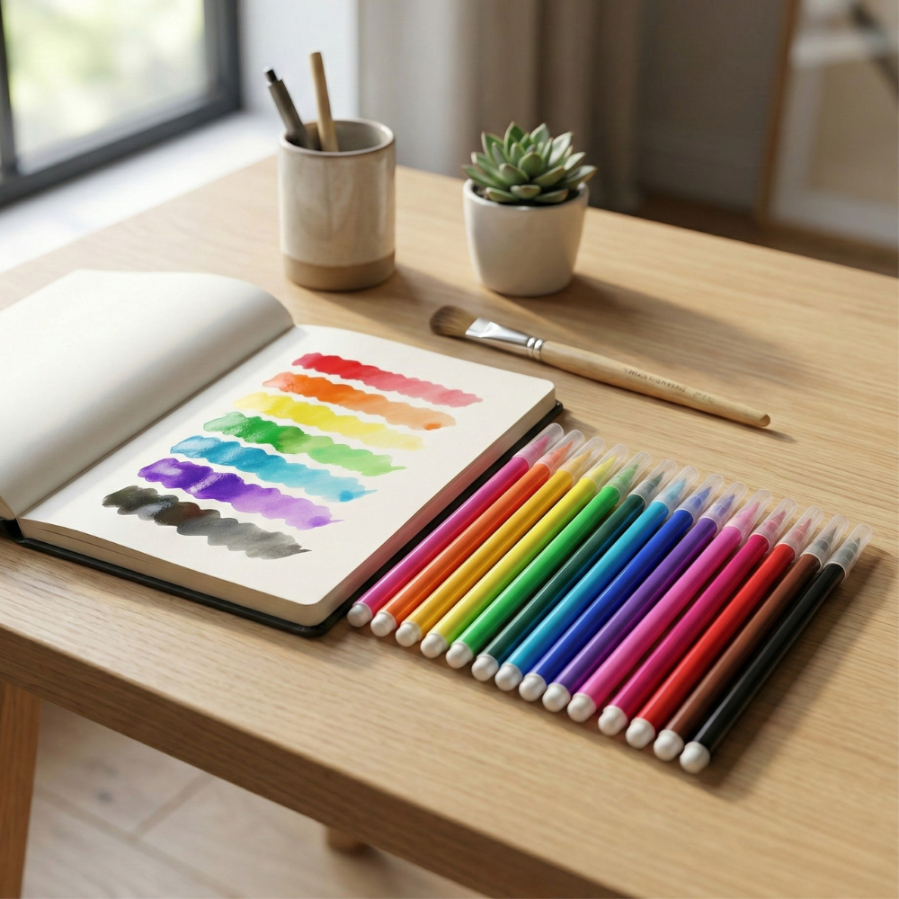 Soft-Tip Colour Pens/Markers, Flexible Colour Nylon Marker Set for Calligraphy & Colouring (24 Color Set)