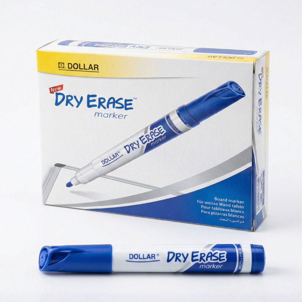 Dollar Blue Dry Erase Whiteboard Markers, Blue Marker (Refillable) – Box Pack