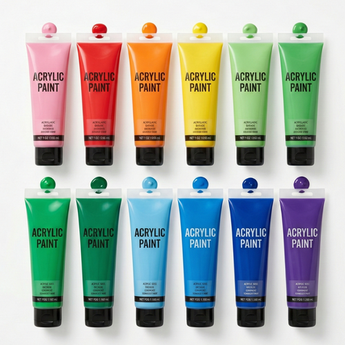 Acrylic Paints 12Pc Set, Professional Grade Vivid Acrylic Paint Tubes for Canvas & Crafts (12 Color Pack)
