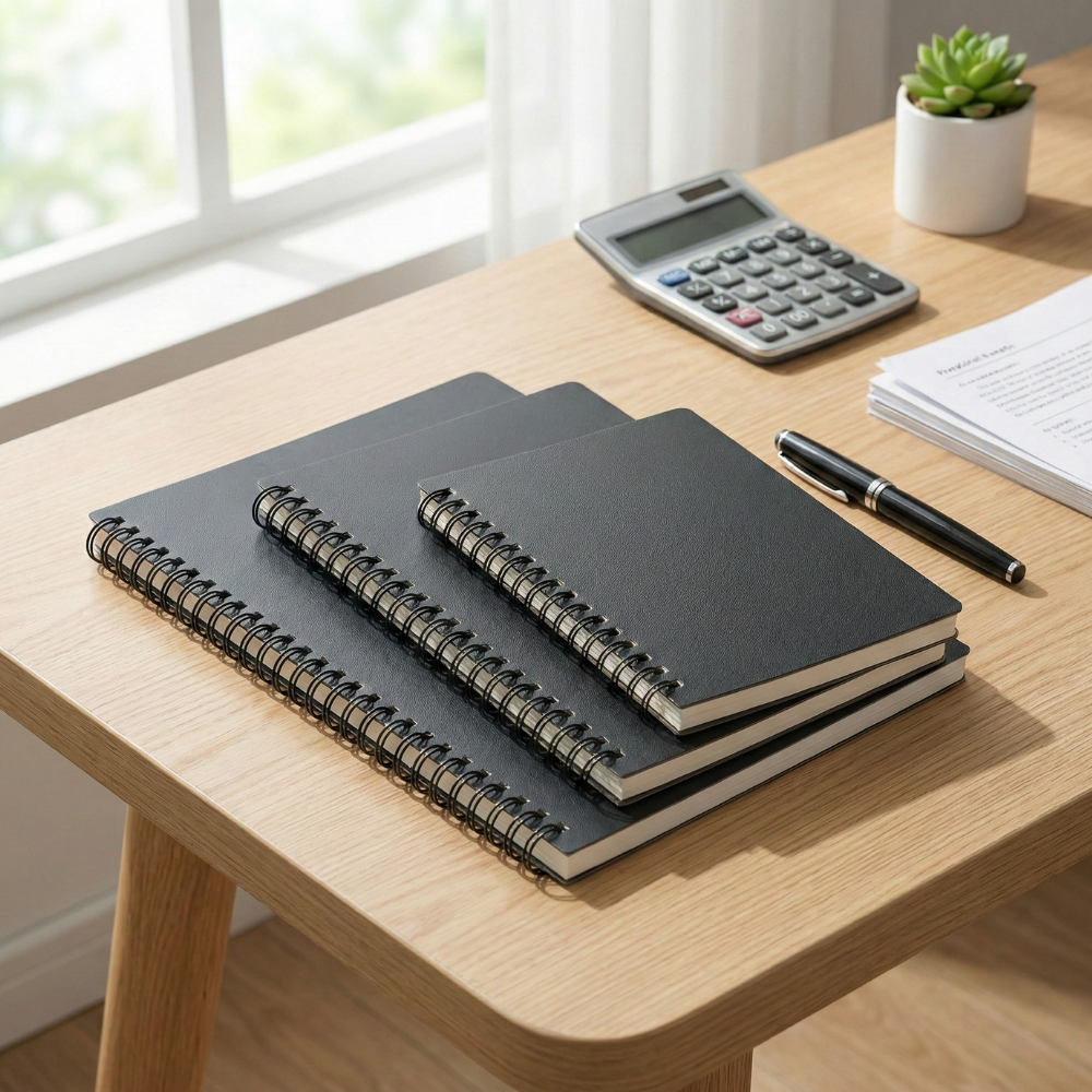 Classic Black Spiral Notebook Series with Ruler Edge Cover