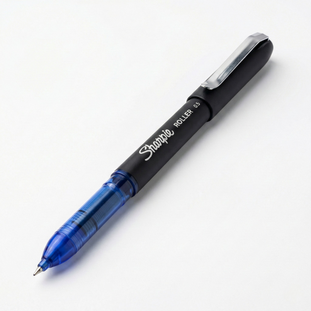 Sharpie Roller Ball Pens – 0.5mm Needle Point – Blue Ink Ball Point Pens (Box of 12)