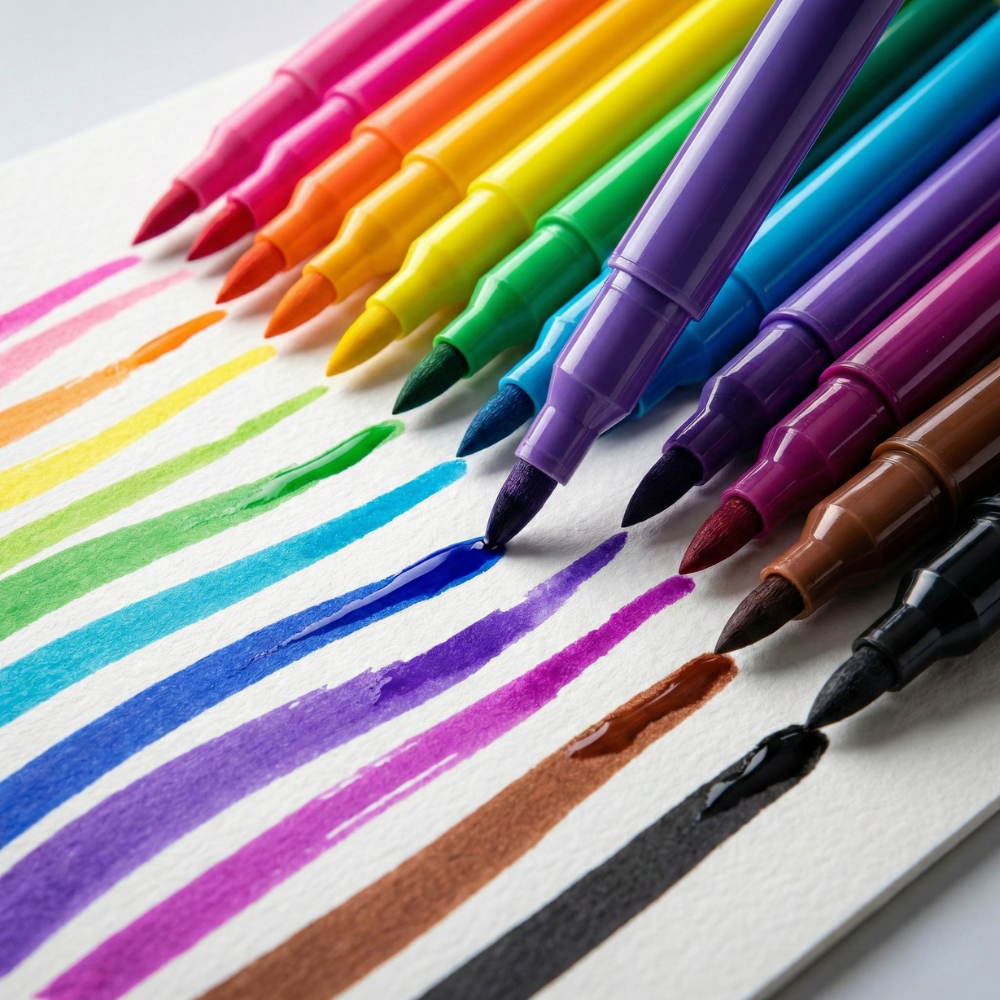Soft-Tip Colour Pens/Markers, Flexible Colour Nylon Marker Set for Calligraphy & Colouring (24 Color Set)