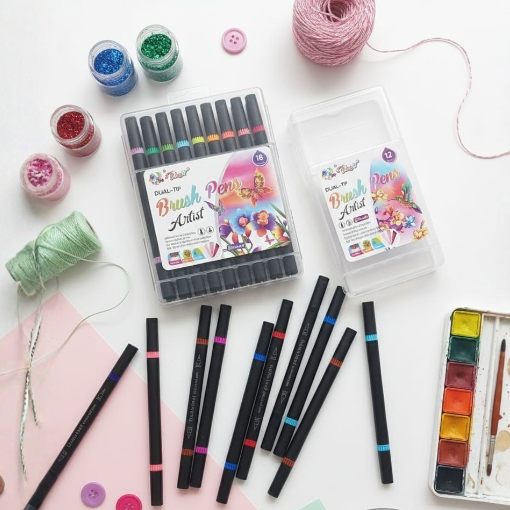 Brush Pen Sets, Dual Tip Fine Liner, Brush Pen & Marker (36 & 48 Colour Packs)