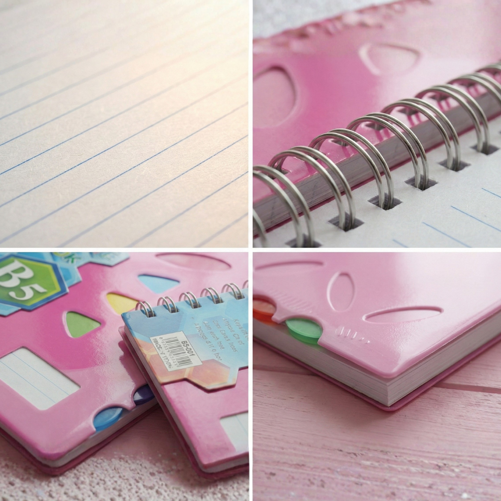 3 Pc Pink Geometric Spiral Modern Notebook , Hardcover Subject Note Books for School & Office